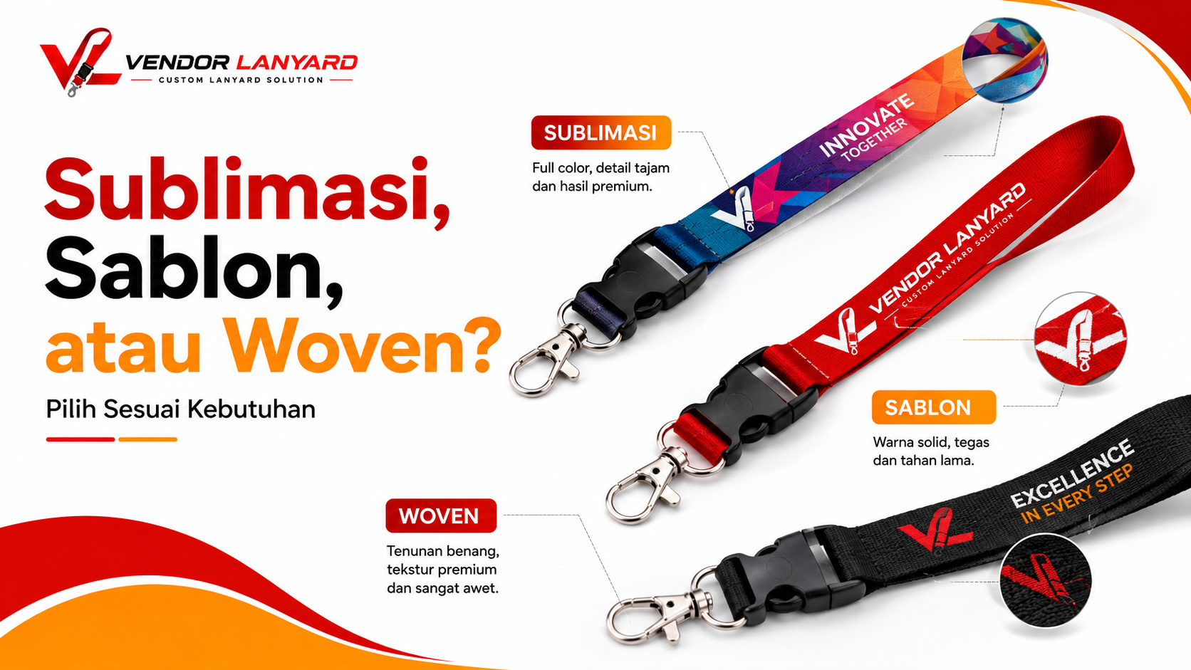 Digital Sublimation vs Sablon Manual vs Woven: Panduan Memilih Metode Cetak Lanyard yang Tepat