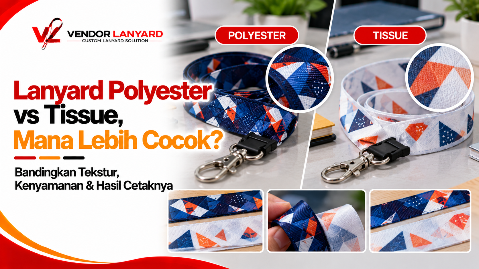 Perbedaan Lanyard Polyester dan Tissue untuk Kebutuhan Custom