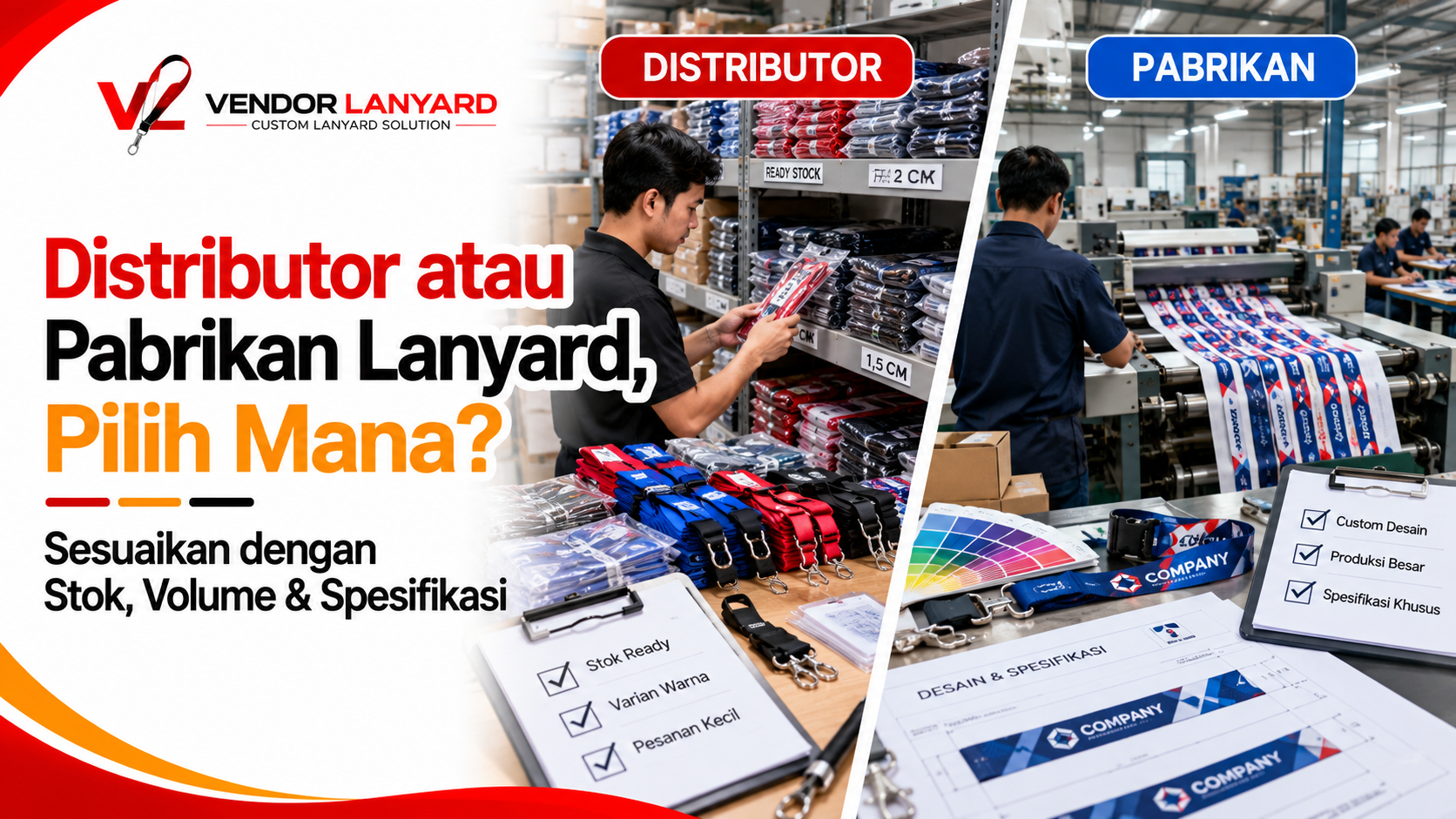 Distributor Tali Lanyard vs Pabrikan untuk Perusahaan