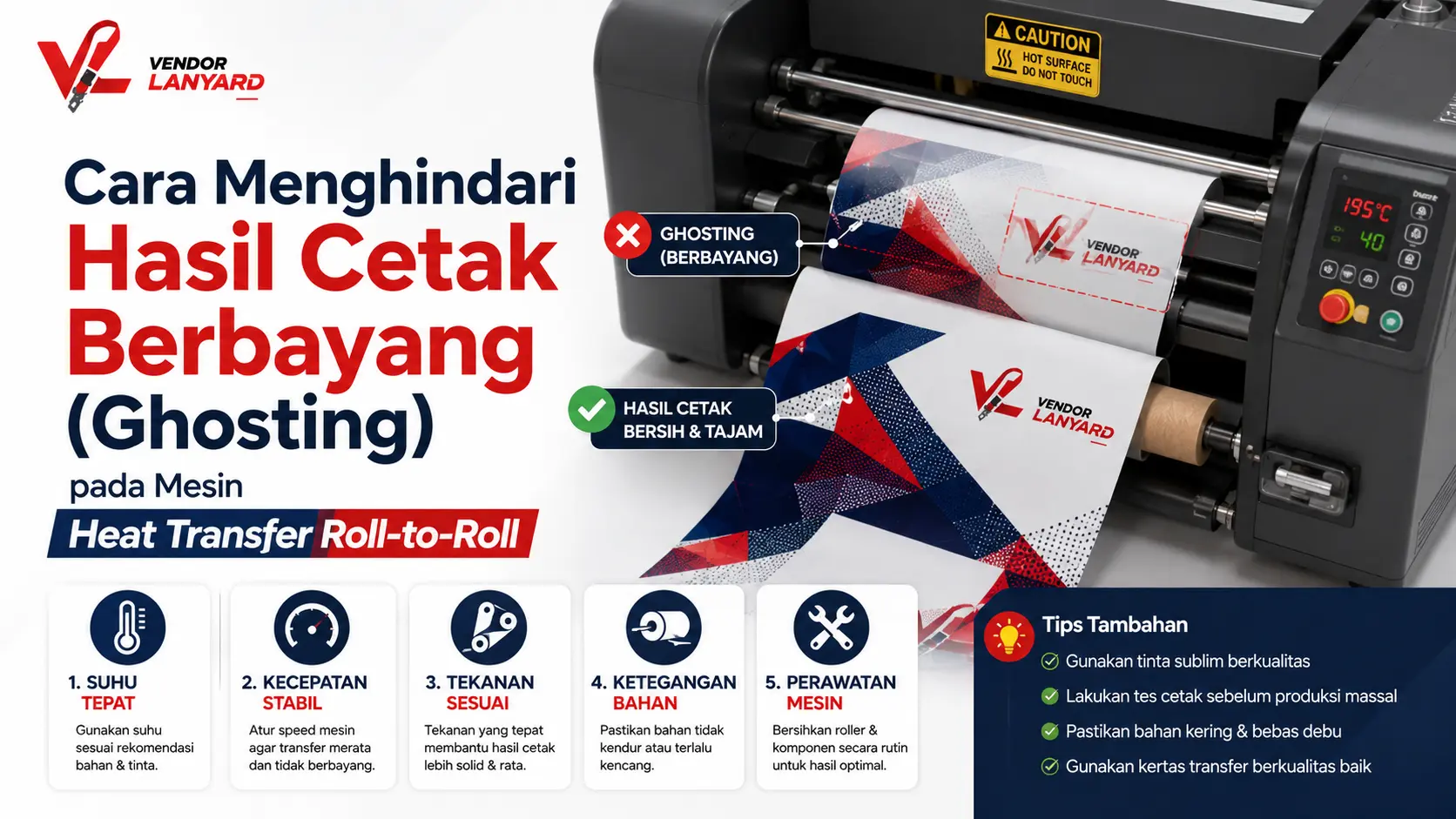 Cara Menghindari Hasil Cetak Berbayang (Ghosting) pada Mesin Heat Transfer Roll-to-Roll