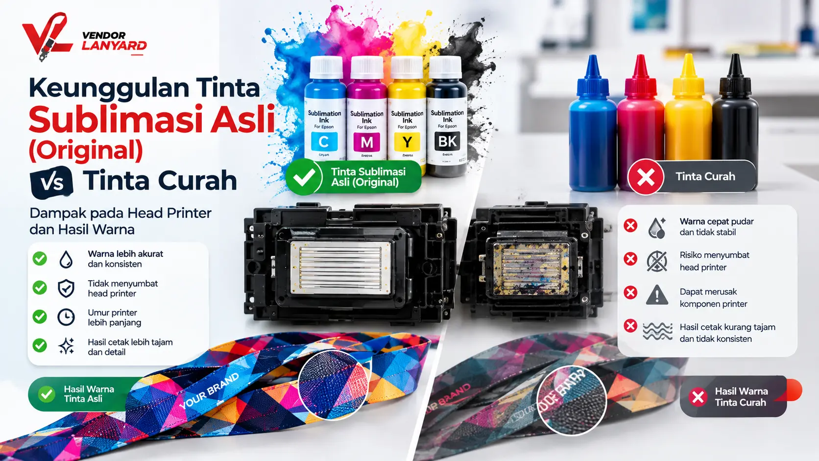 Keunggulan Tinta Sublimasi Asli (Original) vs Tinta Curah: Dampak pada Head Printer dan Hasil Warna