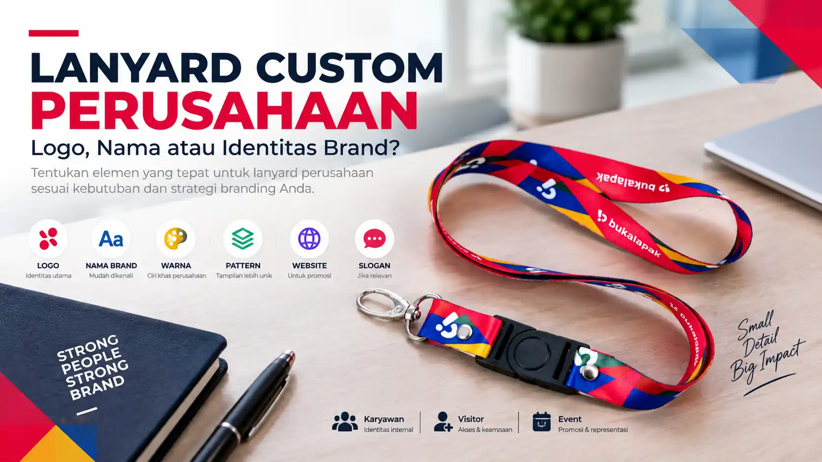 Lanyard Custom Perusahaan, Kapan Sebaiknya Menggunakan Logo, Nama atau Identitas Brand?