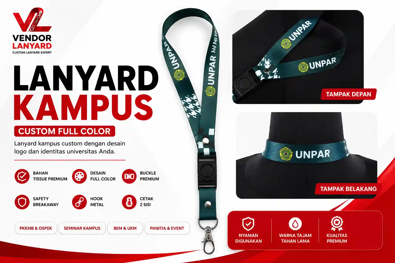 Lanyard Kampus Custom: Panduan Memilih Desain, Bahan, Ukuran, dan Harga